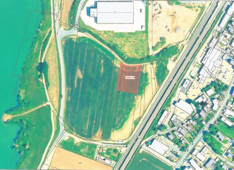 Luftansicht der geplanten Fläche für die Unterbringung von Asylbewerbern in Zapfendorf